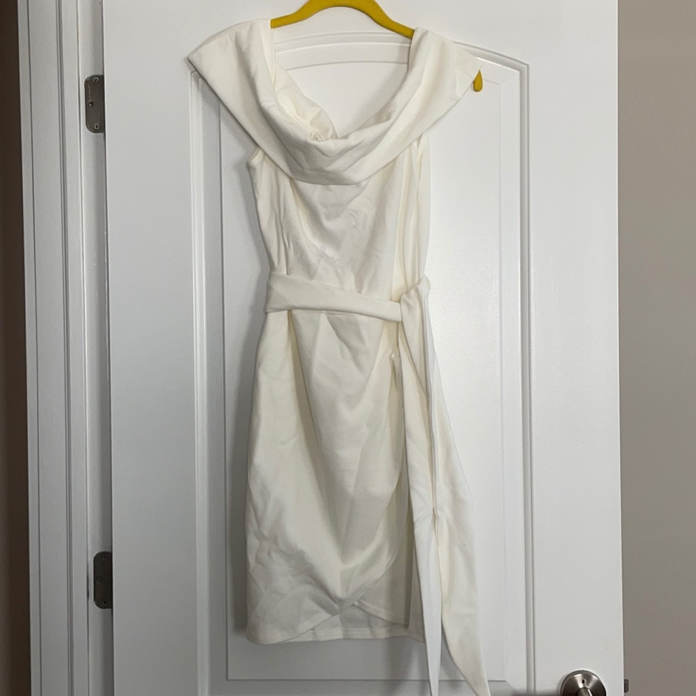 White wrap bottom dress